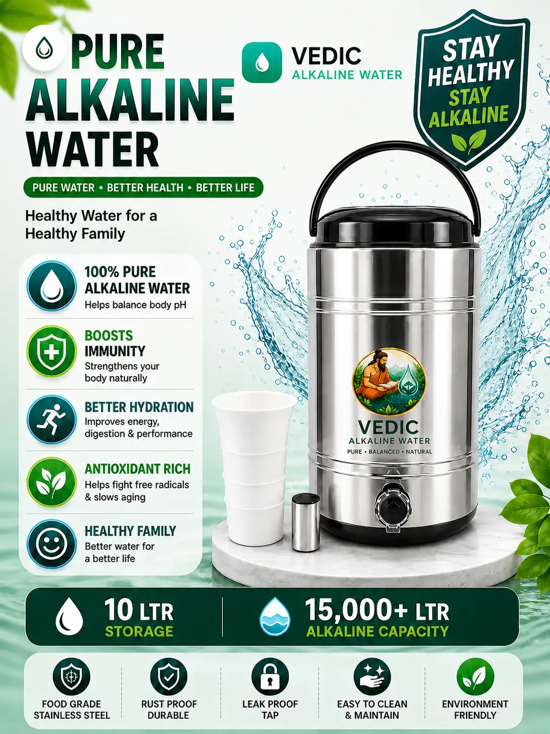 Pure alkaline water dispenser
